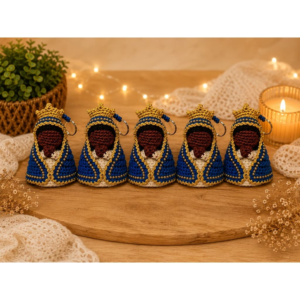Kit 5 Chaveiros Nossa Senhora Aparecida Amigurumi Crochê Lembrancinhas Religiosas