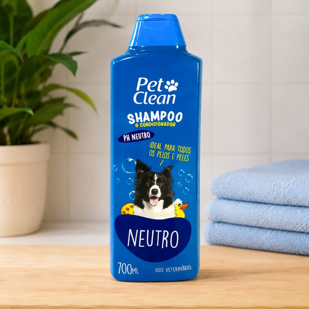 Shampoo e Condicionador Pet Clean Neutro 700ml PH Balanceado para Cães e Gatos