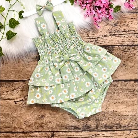 Body Vestido Bebe Menina 100% algodão tiara Tamanho 4 a 16 meses