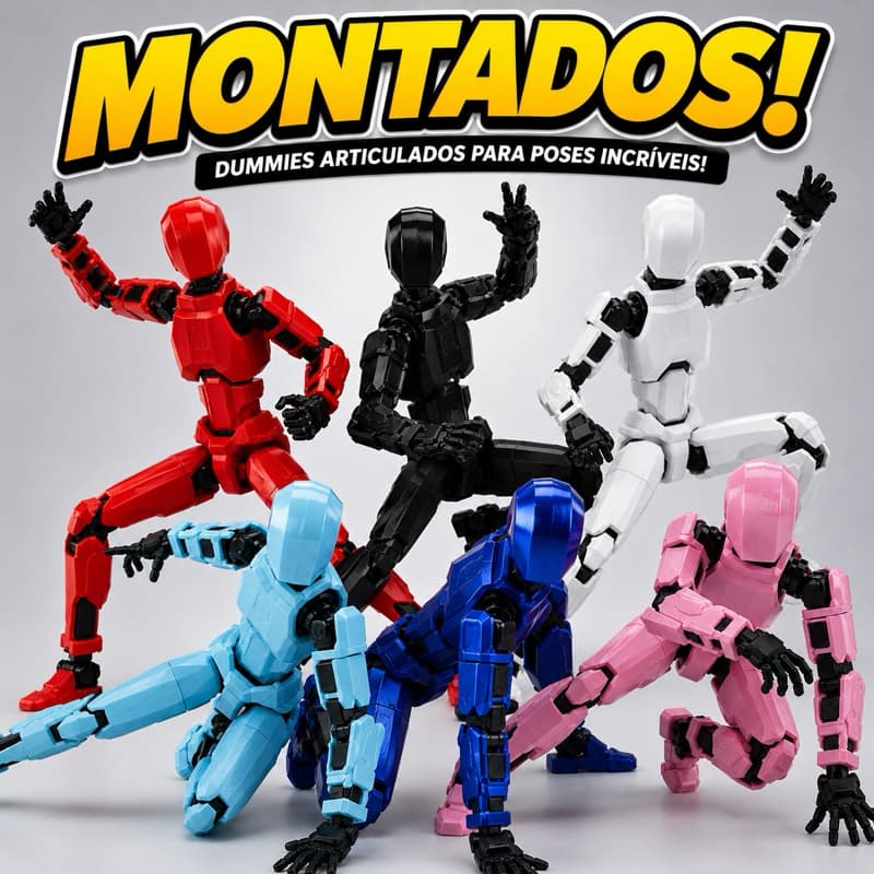 Boneco Robo Dummy 13 Articulado 14cm - Figura Anatômica Brinquedo Colecionável 3D
