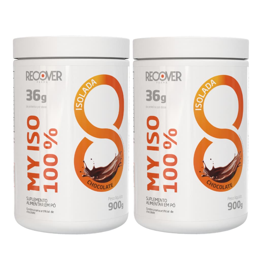 KIT com 2 unidades de Whey Protein Isolada My Iso 100% 900g Sabor Chocolate