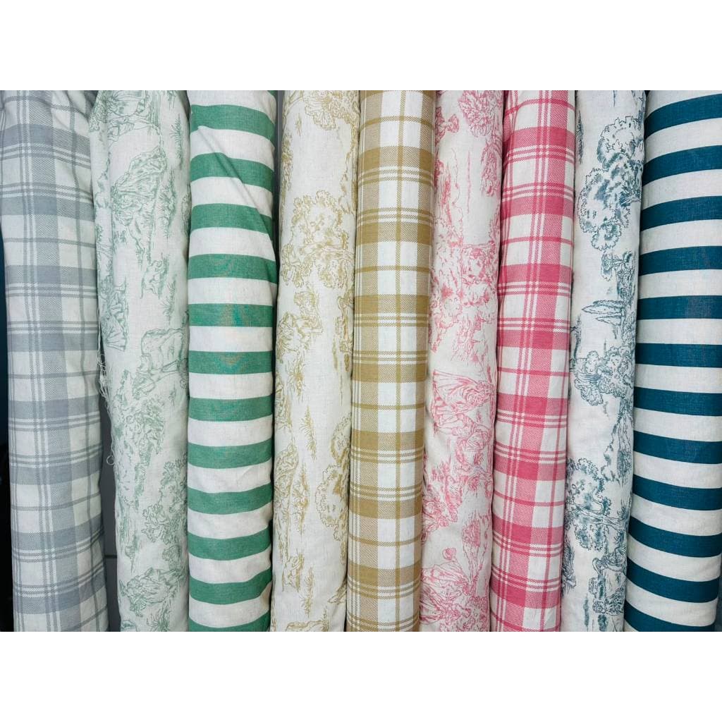Tecido Linho Estampado Toile de Jouy/Algodão Viscose Linho para Decoração, Patchwork, Costura e Artesanato