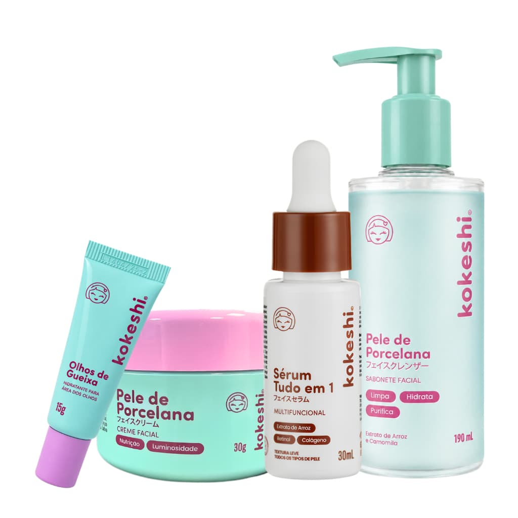 Kit Rotina Skin Care Sérum Tudo em 1 Multifunção Sabonete e creme hidratante facial
