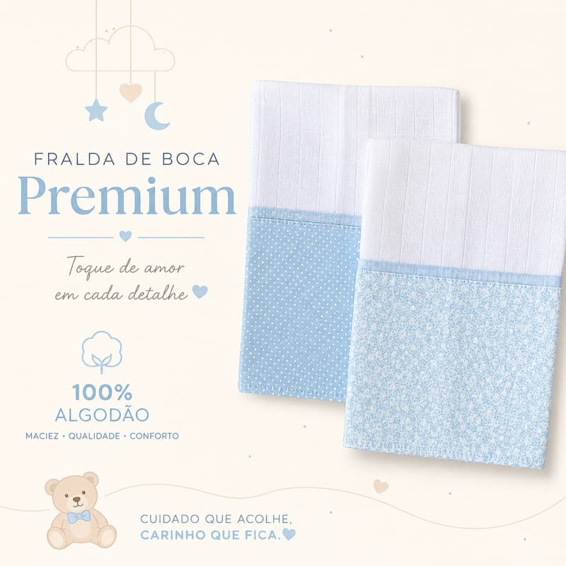kit 2 fralda de boca personalizada com o nome bordado | presente bebê | enxoval récem nascido 100% algodão