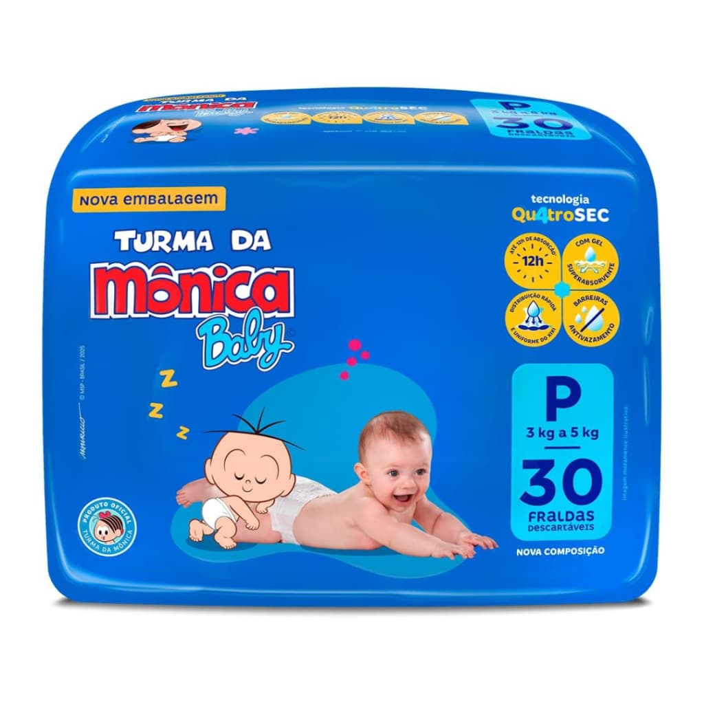 Fralda Descartável Infantil Turma da Mônica Baby Jumbo QuatroSec Barato Revenda