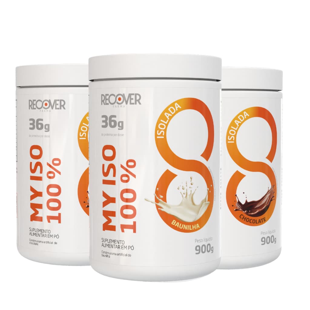 Kit 3 Whey Protein Isolado - 2 Chocolate e 1 Baunilha