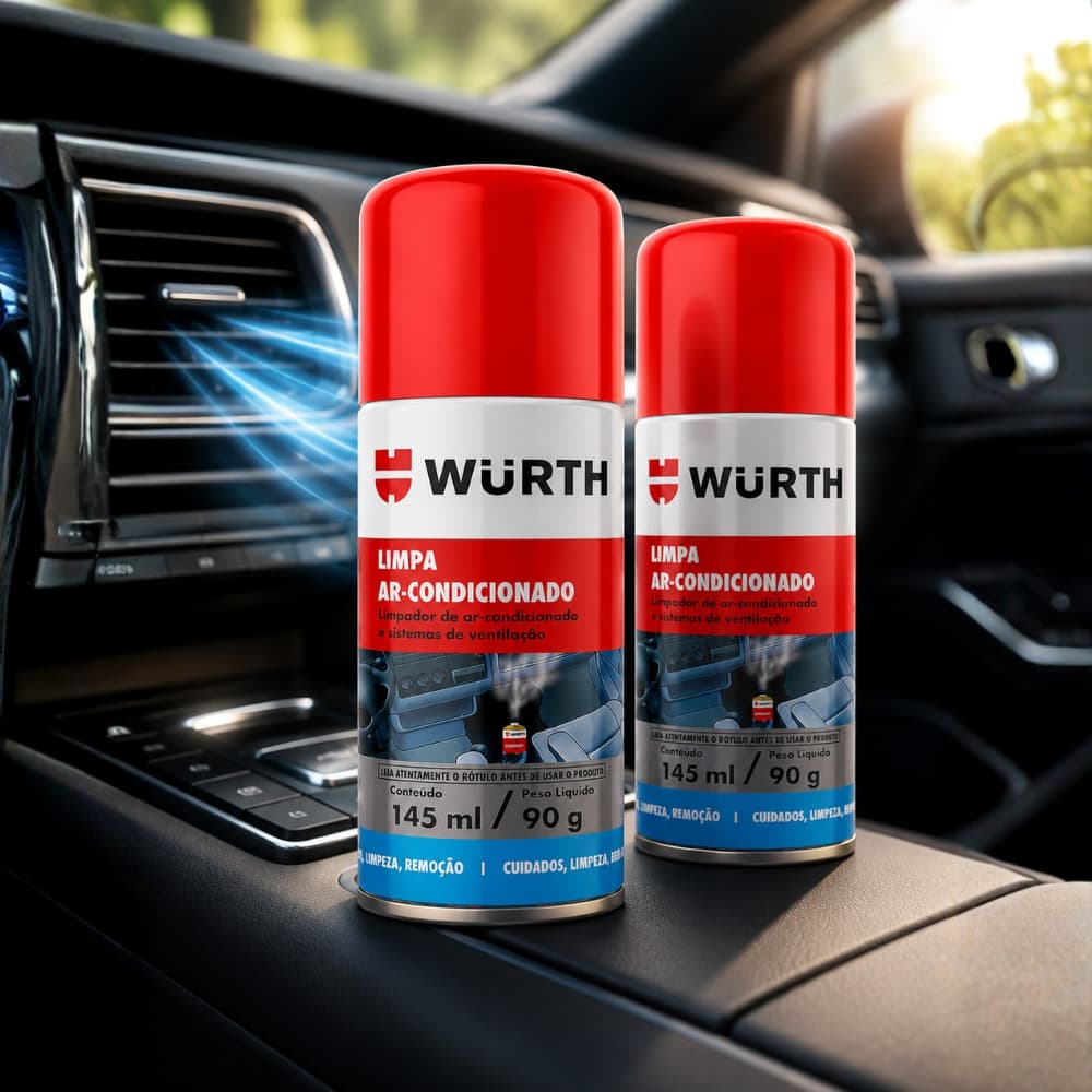 Kit 2 Higienizador Limpa Ar Condicionado Automotivo Floral Cheirinho Carro Novo Aromatizante Wurth 145ml