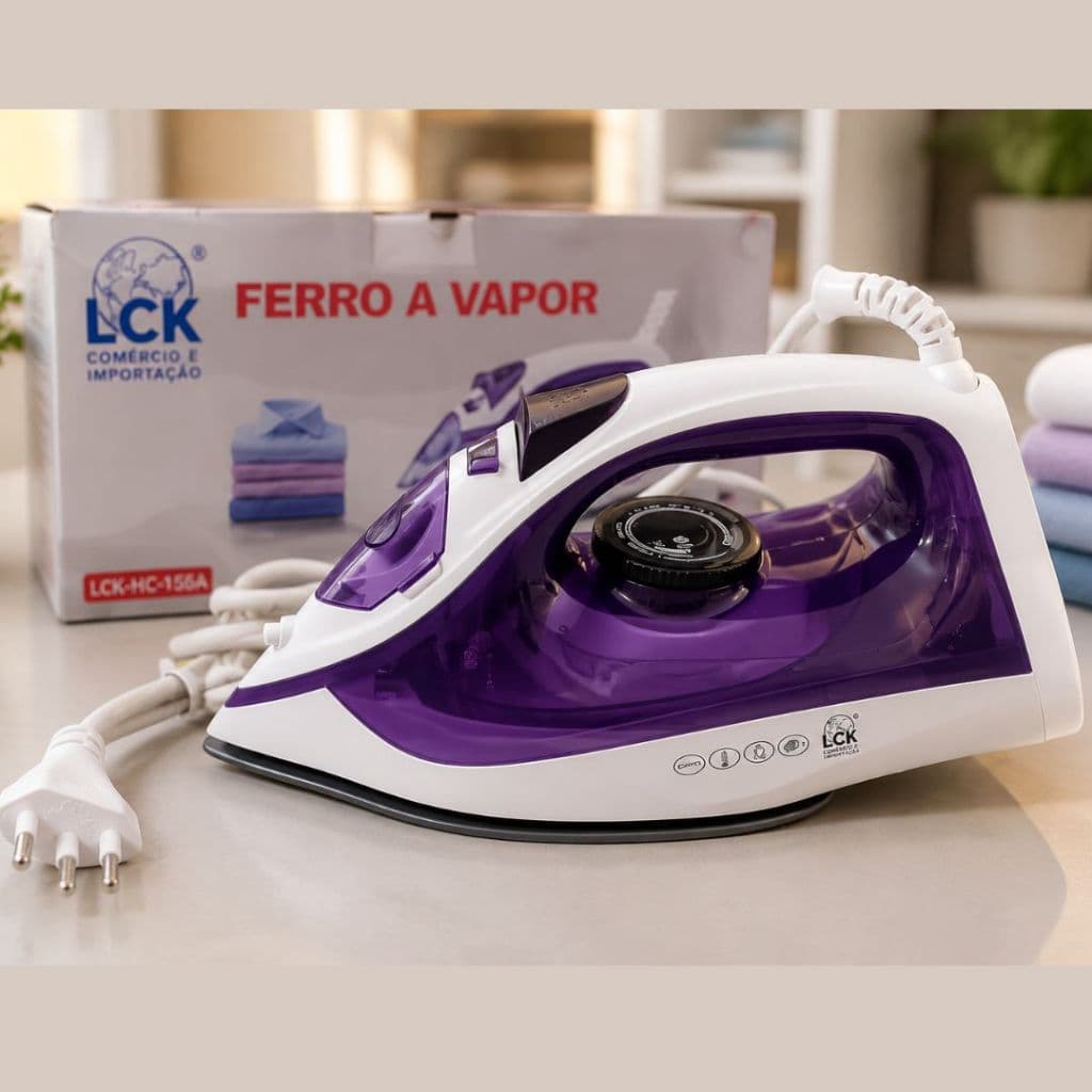 Ferro de Passar a Vapor 127V 1200W Base Antiaderente Controle de Temperatura Vapor Contínuo