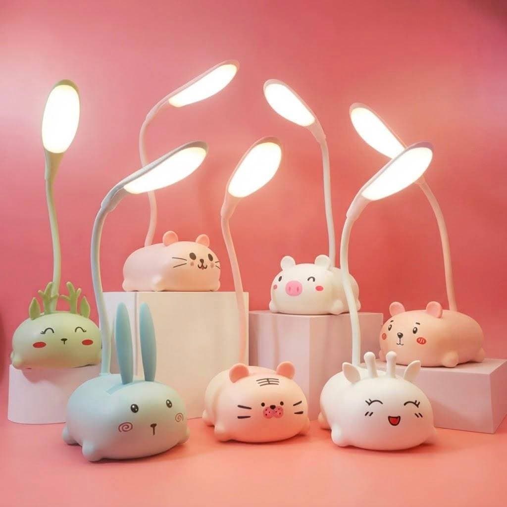 Luminária De Mesa Led Infantil Abajur Fofo Bichinhos Kawaii Flexível Leitura Quarto