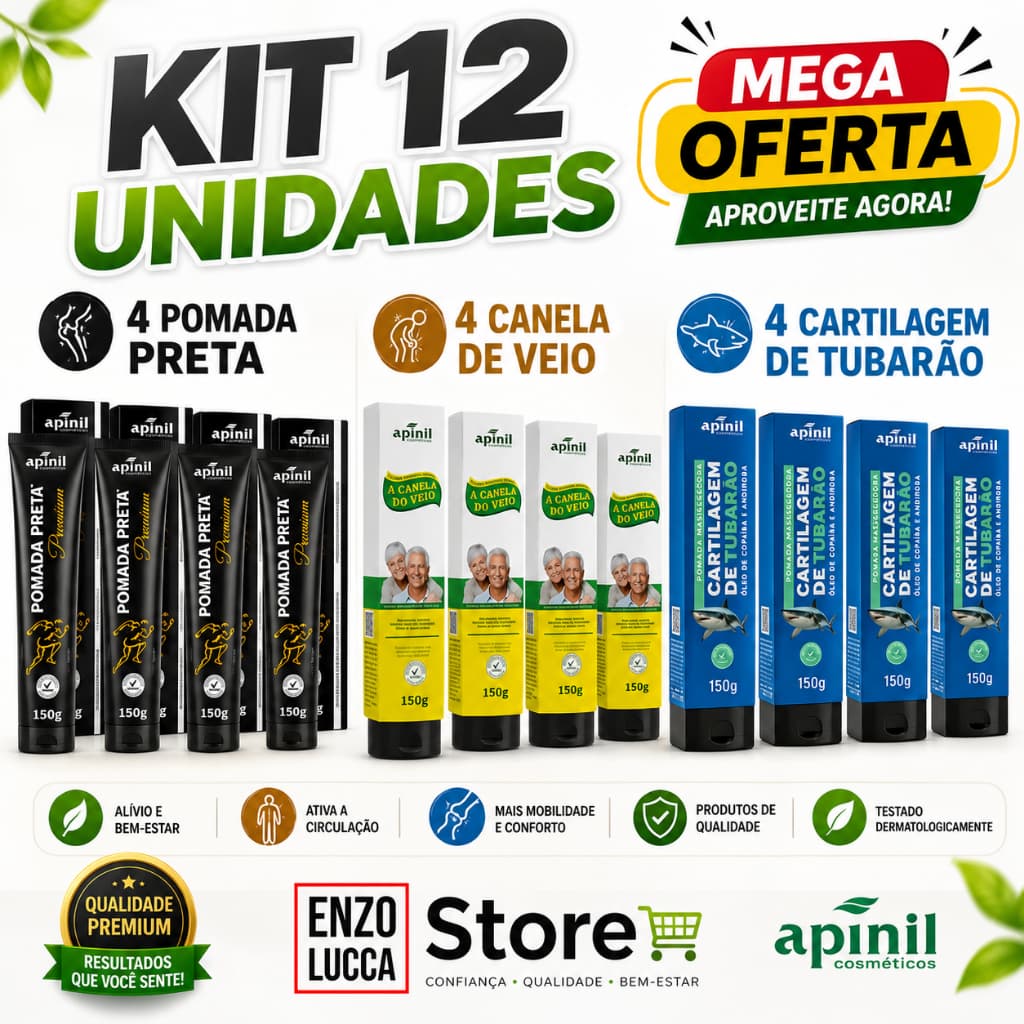 Kit 12 Unid  Pomadas Massageadoras Apinil - 150g - Atacado Revenda
