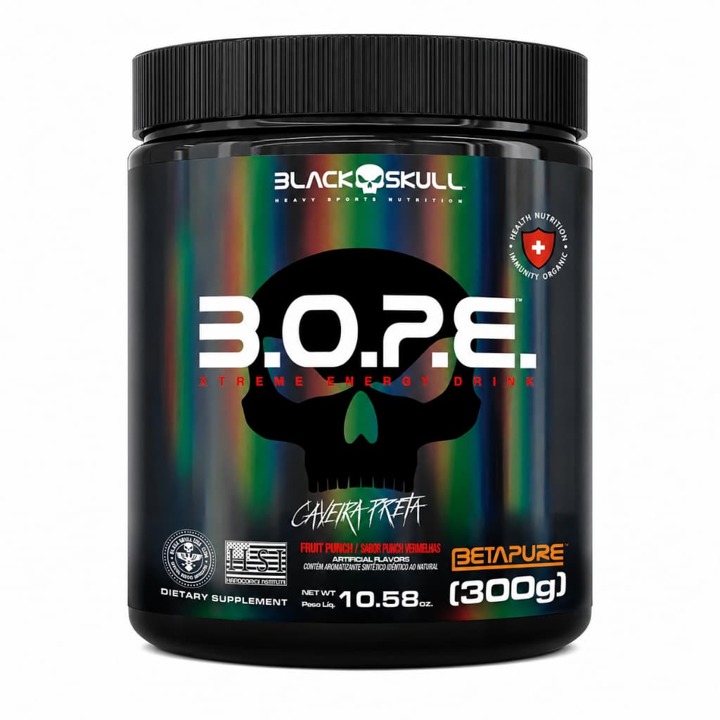 Pré Treino B.o.p.e. Pote 300g Suplemento Black Skull A Sabor Frutas Vermelhas