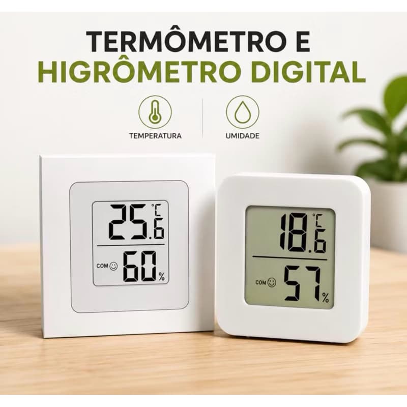 Termômetro Higrômetro Digital LCD Compacto para Casa Quarto Escritório