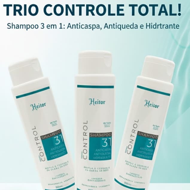 COMPRE 2 LEVE 3 UNID. SHAMPOO ANTICASPA, HIDRATANTE - HEITOR 300ML
