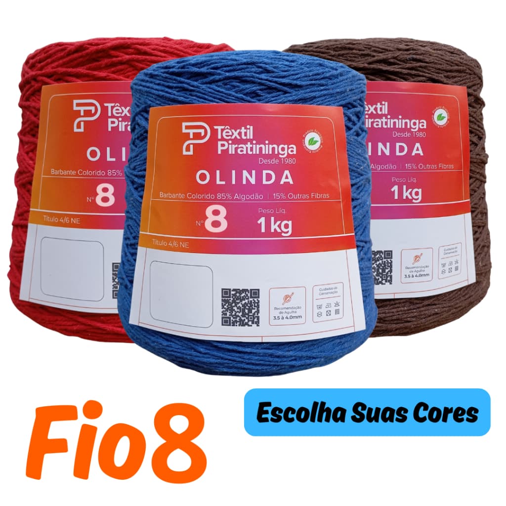 Barbante Olinda Colorido 1kg Fio 8 para Crochê, Tapetes e Artesanato | Alta Qualidade