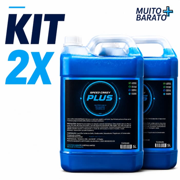 Kit Pretinho Para Pneu PLUS 5L 2 Unidades Pneu Brilhoso e Hidratado para Carros e Motos Speed Crazy