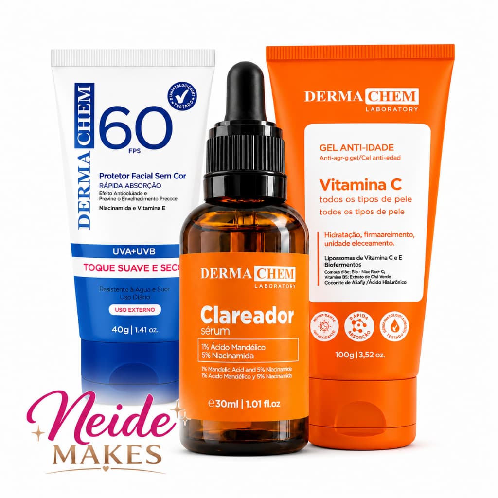 Kit Skin care Clear Clareador  +  Protetor Solar Rosto  fps 60 + Gel Facial Anti- Idade Dermachem
