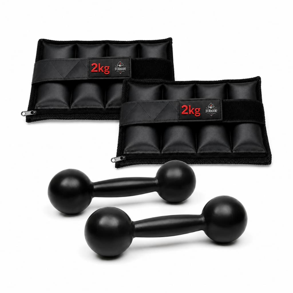 KIT PAR CANELEIRAS REGULÁVEIS 2KG + PAR HALTERES BOLA EMBORRACHADOS 1KG MUSCULAÇÃO FITNESS TREINO COMPLETO PREMIUM