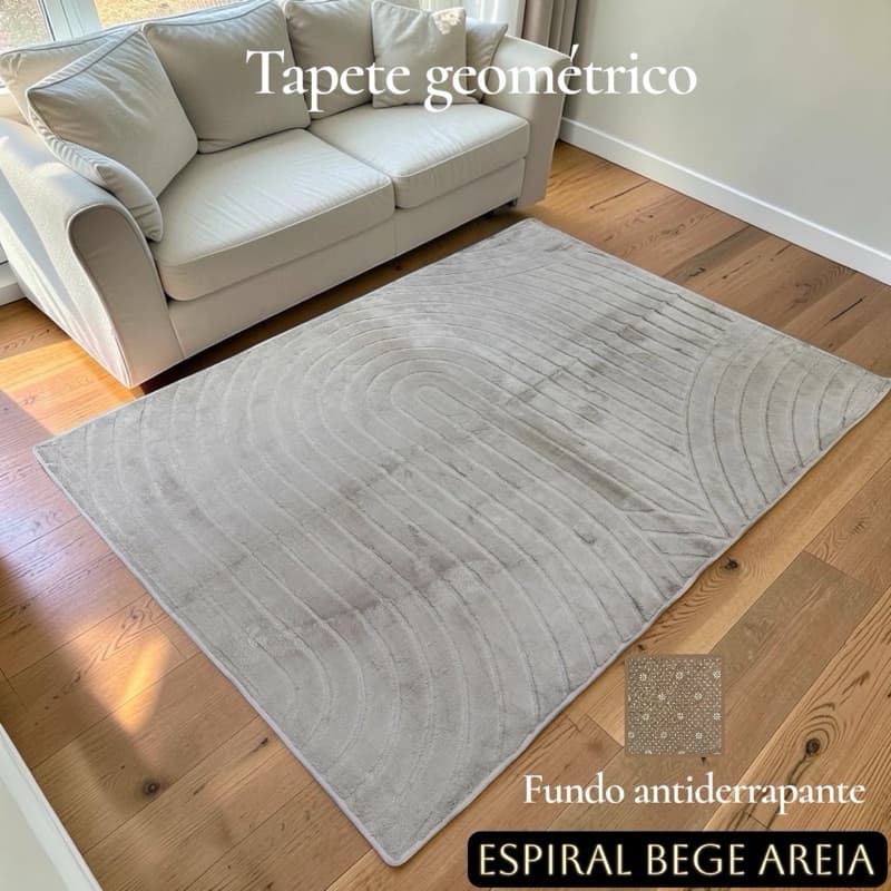 Tapete Sala Quarto Geométrico Macio Antiderrapante 150x200cm