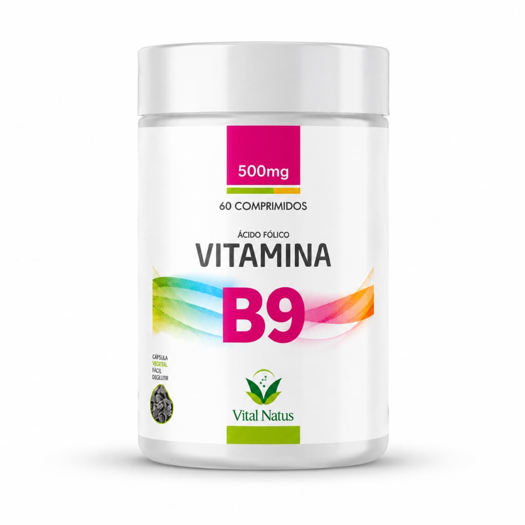 Ácido Fólico Vitamina B9 600mcg Vital Natus Complexo B 60 Cápsulas Suplemento Nutricional