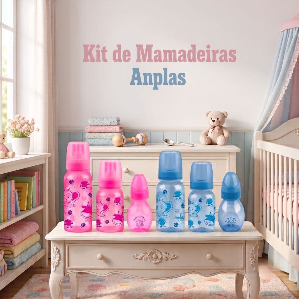 Kit Mamadeiras Bebê Infantil Enxoval 3 Peças Bico Pvc 240/140/60ml Petita Anplas