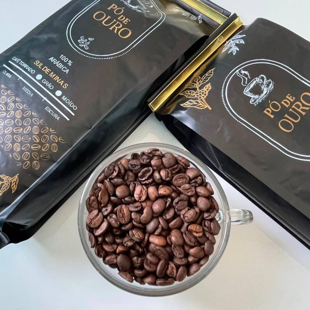 Café Pó de Ouro 100% Arábica Sul de Minas – Tradicional ou Gourmet Especial – 500g – Em Grãos ou Moído
