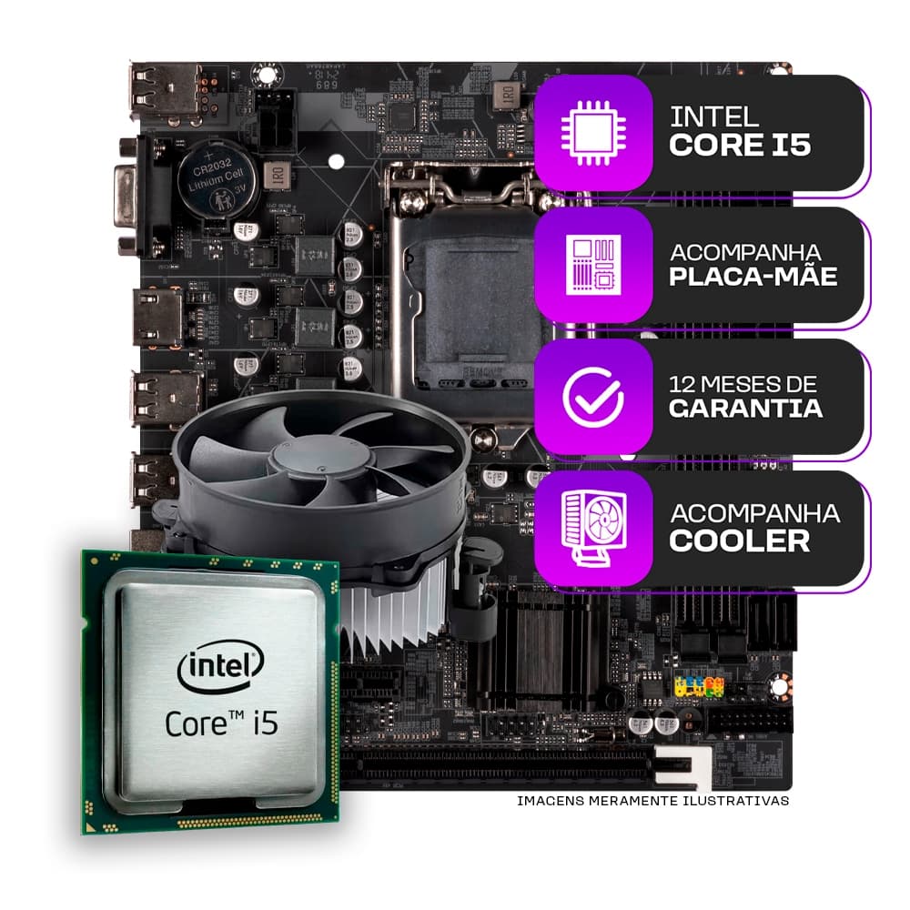 kit Upgrade Gamer Intel i5-3470 + Cooler + Placa Mãe 1155