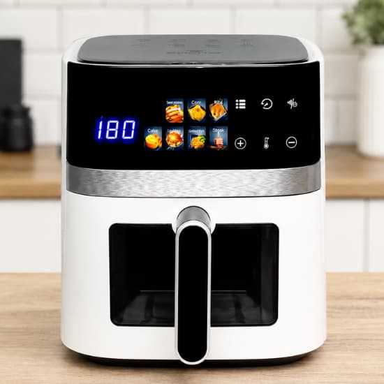 Air Fryer 5,5 Litros Digital 220V  Fritadeira Elétrica Sem Óleo Painel Touch Grande Capacidade Cor Preta ou Branco