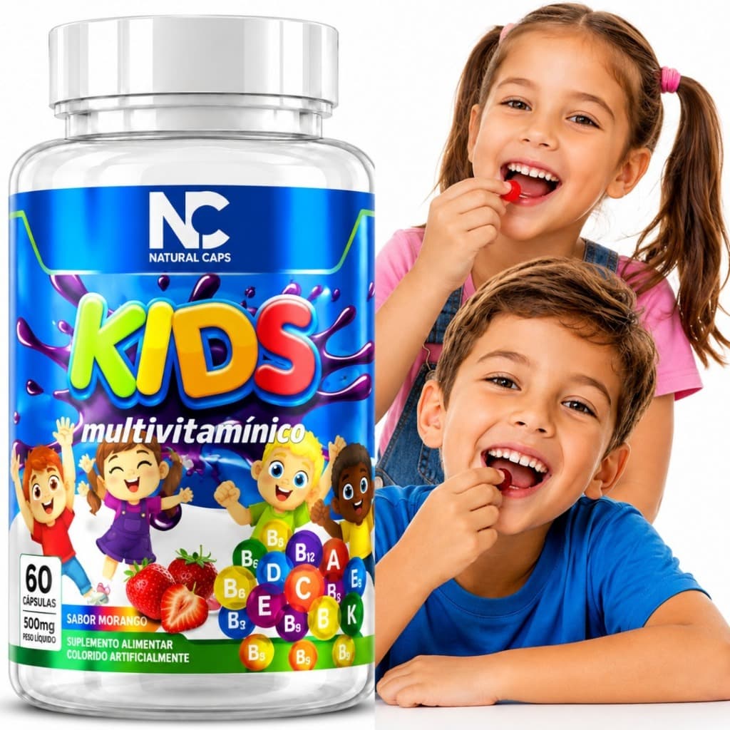 NC Kids Multivitamínico Infantil 60 Comprimidos Mastigáveis Sabor Morango Vitaminas Infantis