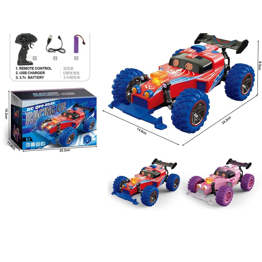 Carrinho RC Buggy Super Herói Controle 2.4GHz com Bateria Recarregável