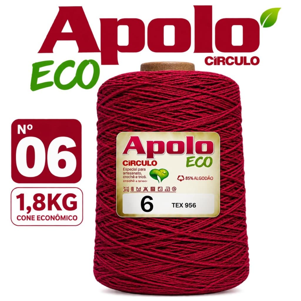Barbante Apolo Círculo N6 de 1,8kg/1830m– Ideal para crochê, macramê e artesanato durável!