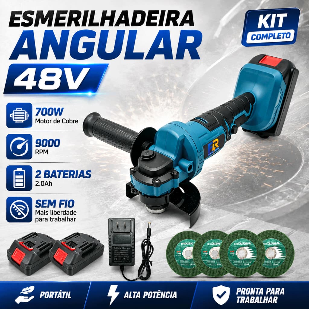 Esmerilhadeira A Bateria 4 Disco Esmerilhadeira Lixadeira 100MM 48V