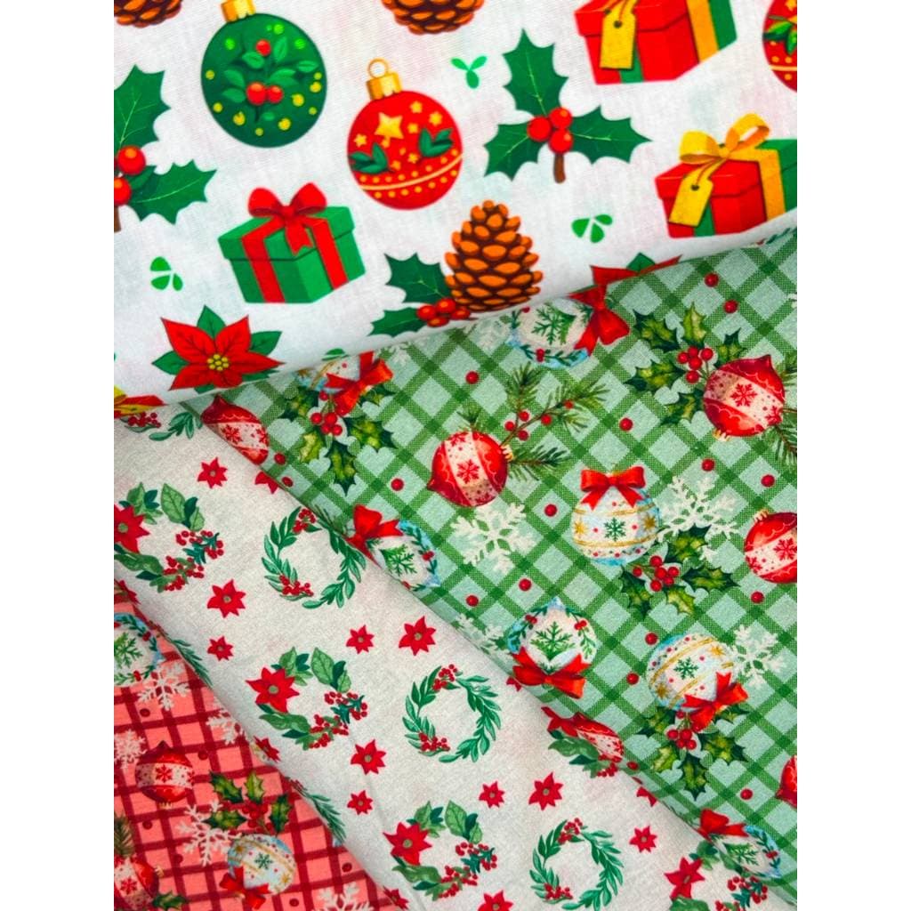 1 Mt Tecido Tricoline  Natalino Patchwork-Natal  (1,0 x 1,50 mt)