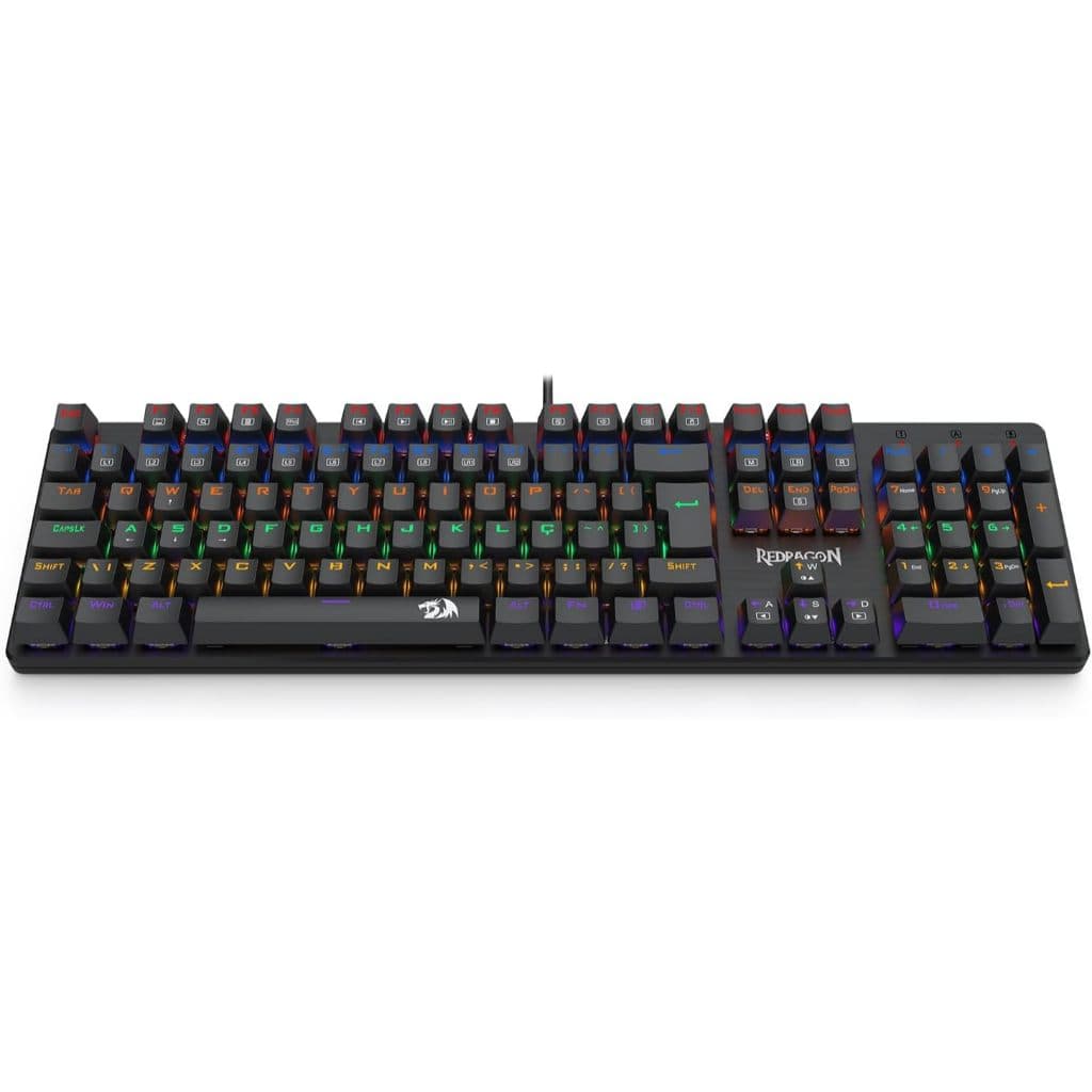 TECLADO MECÂNICO GAMER REDRAGON VALHEIM ILUMINAÇÃO RAINBOW SWITCH AZUL K608-R (PT-BLUE)