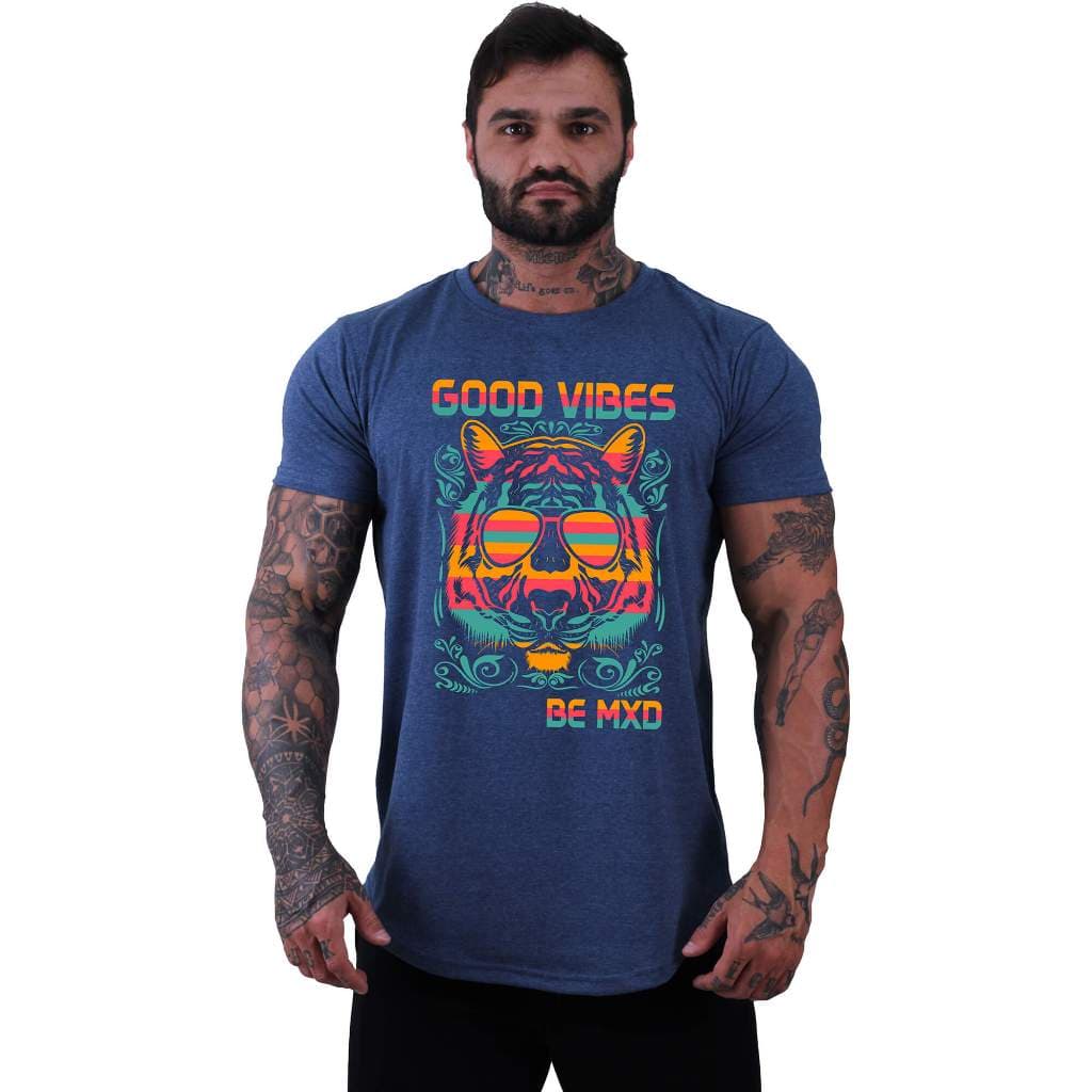 Camiseta Longline Masculina MXD Conceito Born To Be Awesome Motivação Academia Halteres Camiseta