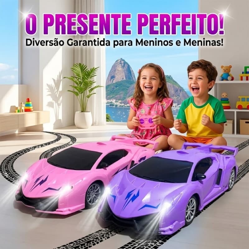 Carrinho de brinquedo rosa com controle remoto - carro esportivo veloz Lamborghini Ferrari