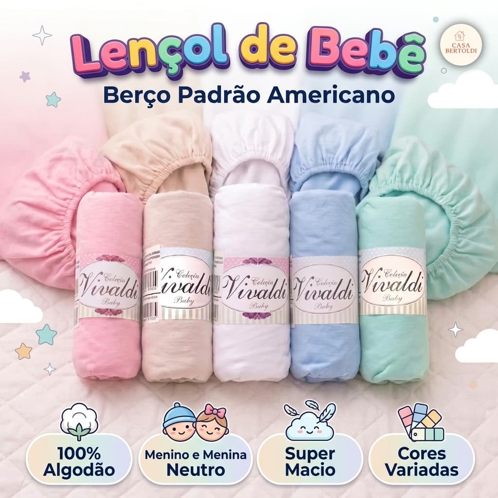 Kit Lençol Bebê Baby Berço Elástico Malha Americano 100% Algodão Malha Menino Menina Rosa Azul