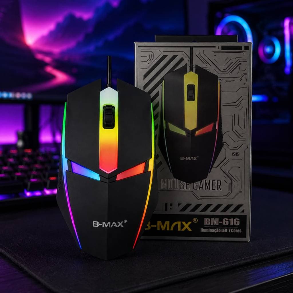 MOUSE GAMER COM FIO USB COM LED 7 CORES PARA PC NOTEBOOK