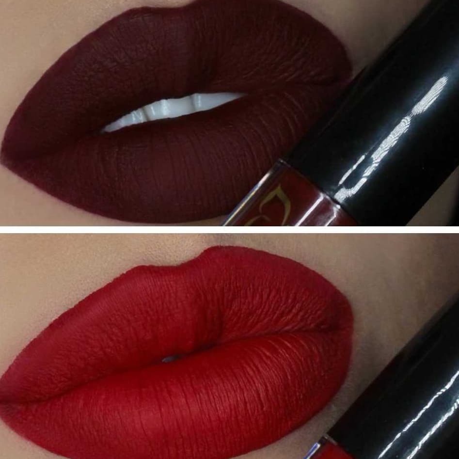 Kit 2 Batons Liquido Matte Hannah Beauty Hannah Vermelho + Bella Vinho Nao Transfere Vegano