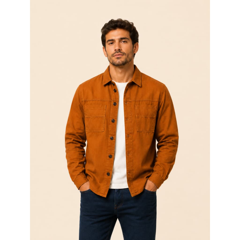 Jaqueta Slim Sarja Masculina Com Bolsos Frontais Estilosa e Confortável
