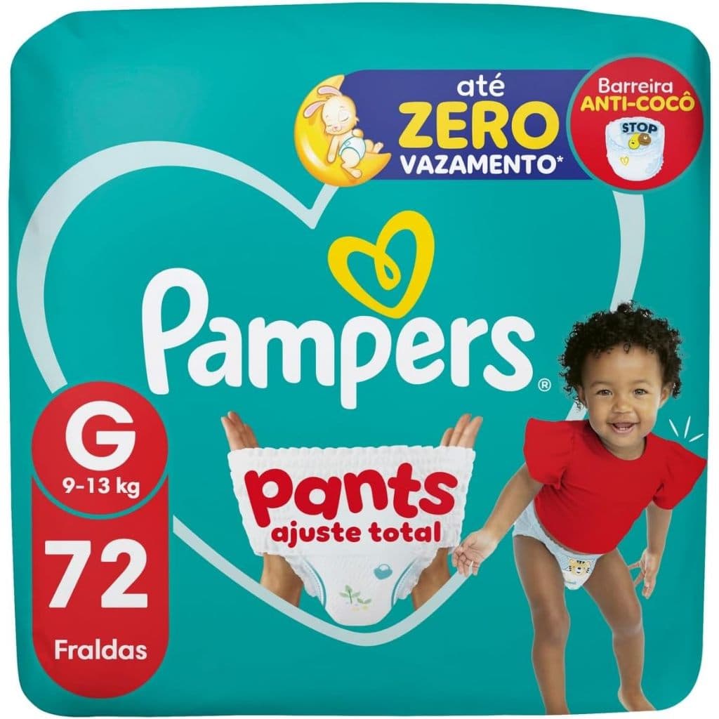 Fralda Pampers Pants Ajuste Total Tamanho G, Fácil de Vestir, 72 Unidades