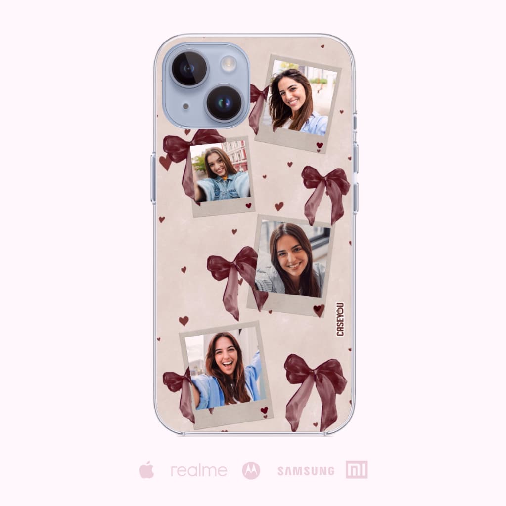 Capinha Capa Celular Personalizada com Foto Laço Laçinhos Coquette Trend Aesthetic Romântica Delicada Vintage Feminina