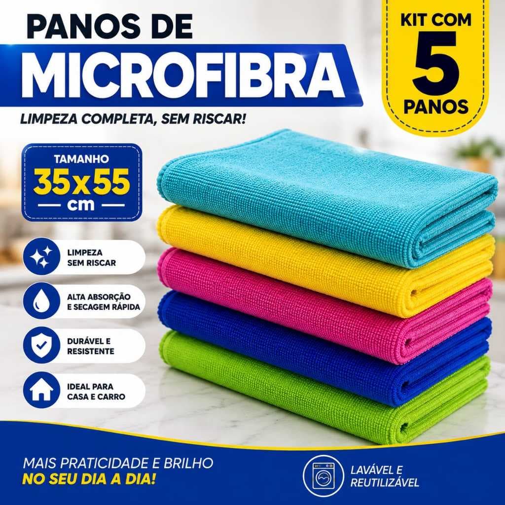 Panos De Microfibra Limpeza 35x55cm Limpa Carro Vidro Prato Pia Flanela Pano Multiuso