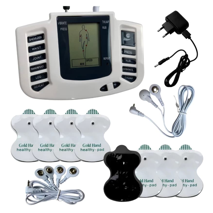 Massageador Corporal Elétrico LCD Kit com Eletrodos 8 Níveis de Intensidade para Tensão Muscular C