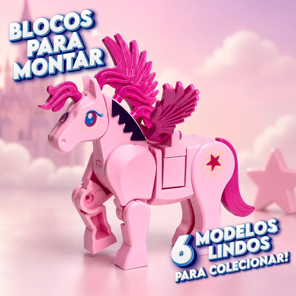 Blocos De Montar Cavalinho Pônei Unicórnio Brinquedos Educativo Menino Menina Estilo Lego Inblox