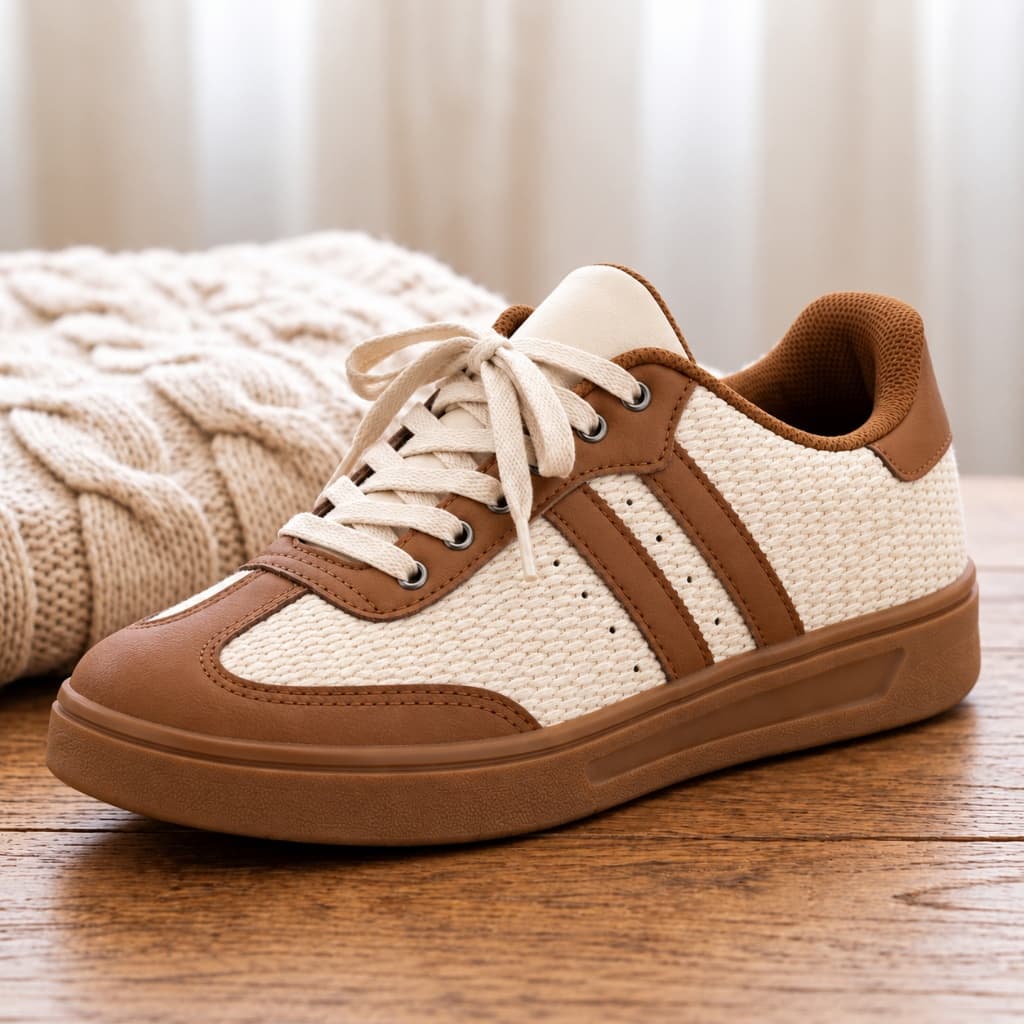Tenis Feminino Casual Esportivo Textura Palha Confortavel Leve Moda Tendencia