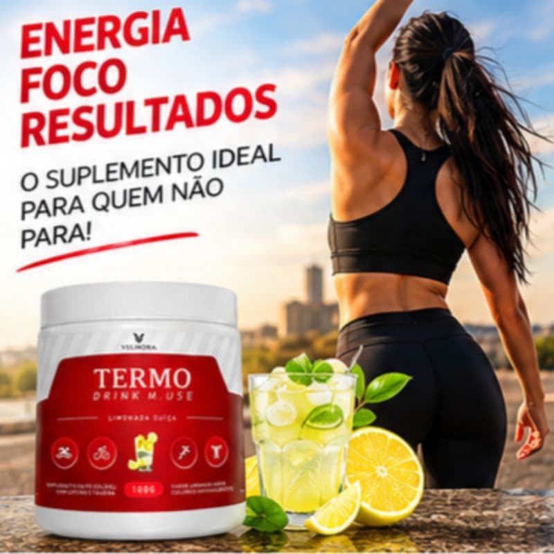 Termo Drink M.USE Velmora 100g Limonada Suíça com Cafeína Taurina L-Carnitina Vitamina C Pré treino Suplemento esportivo