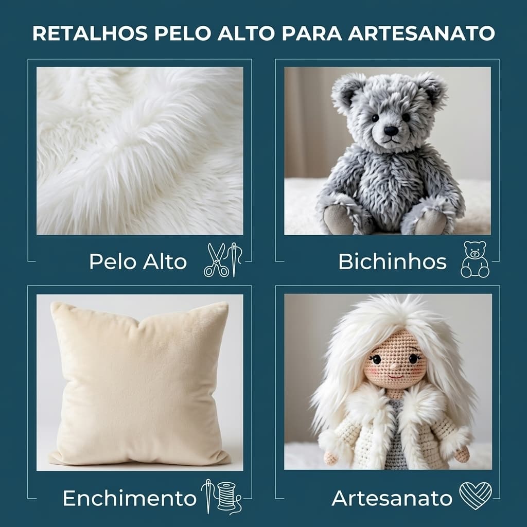 Retalho Tecido Pelo Alto Para Artesanato Costura Patchwork Enchimento