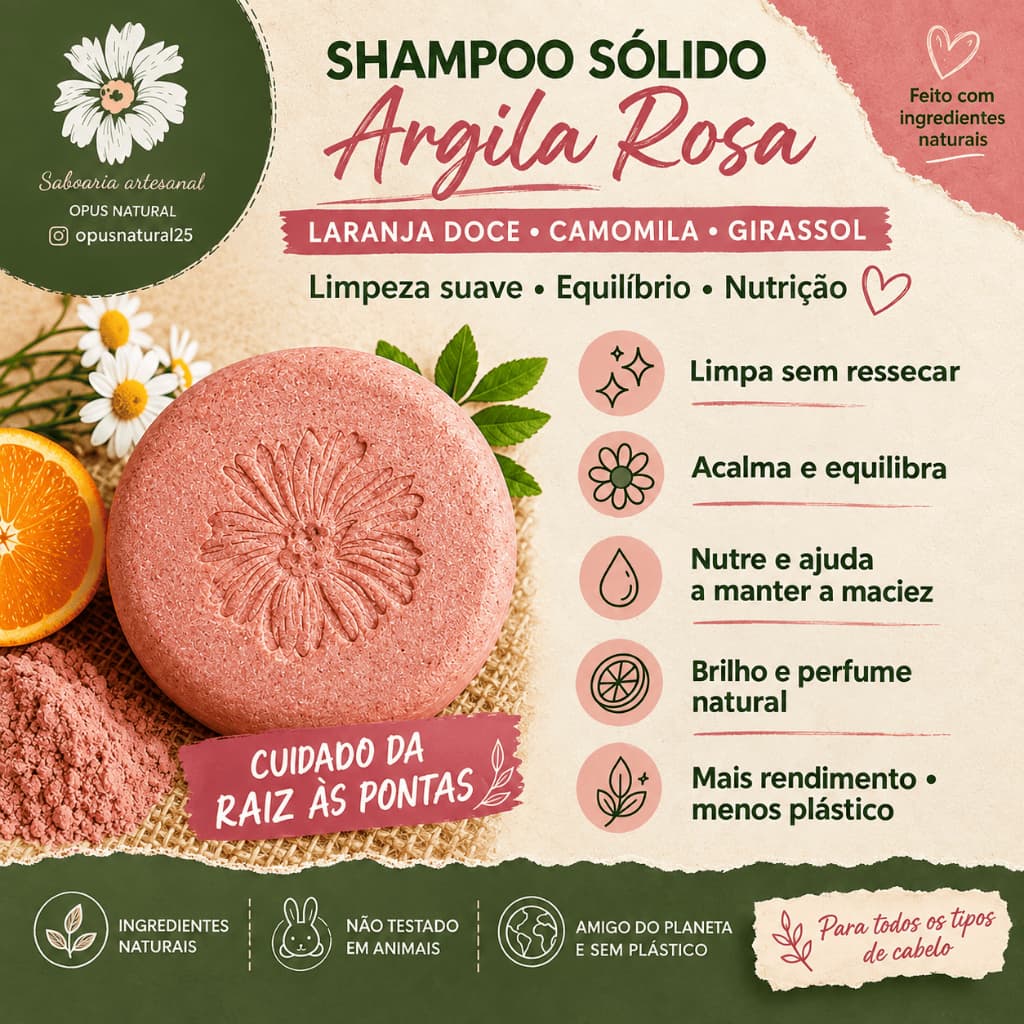 Shampoo  Argila Rosa Combate Frizz,Hidratante 80g