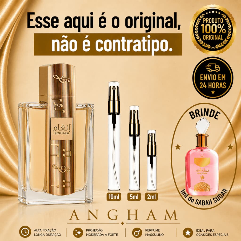 Angham Tradicional - Perfume Árabe Feminino - 100% ORIGINAL - Importado - Alta Fixação - Alta Projeção - Baunilha Doce