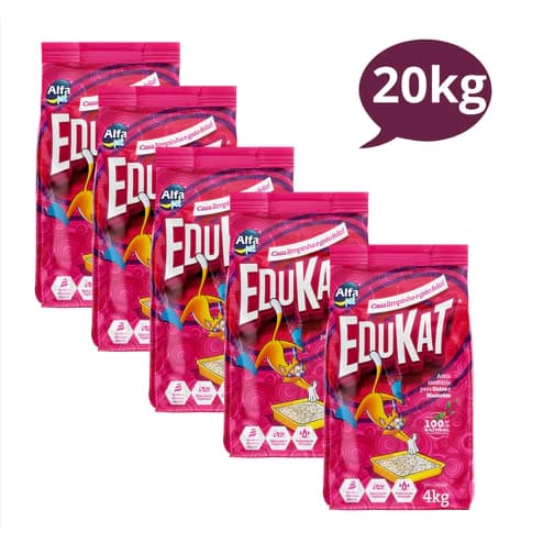 Kit Areia Sanitária EduKat para Gatos – Argila 100% Natural, Alta Absorção e Controle de Odores